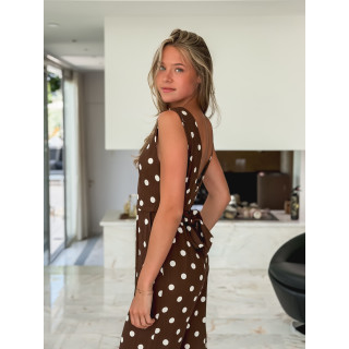 Combinaison pantalon à pois Amicia - Chocolat