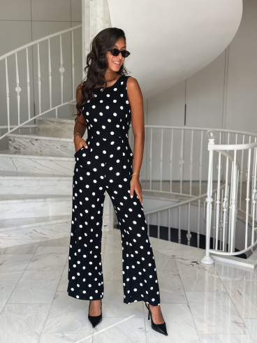 Combinaison pantalon à pois Amicia - Noir