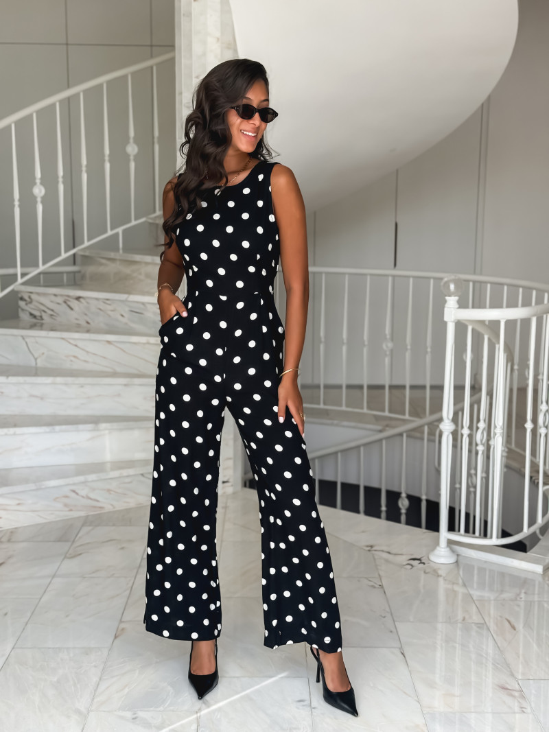 Combinaison pantalon à pois Amicia - Noir