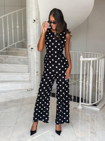 Combinaison pantalon à pois Amicia - Noir