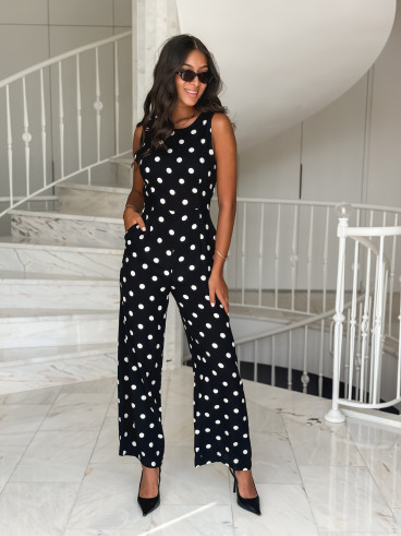 Combinaison pantalon à pois Amicia - Noir