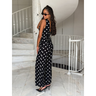 Combinaison pantalon à pois Amicia - Noir