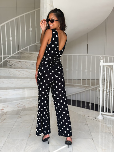 Combinaison pantalon à pois Amicia - Noir