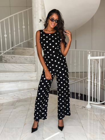 Combinaison pantalon à pois Amicia - Noir