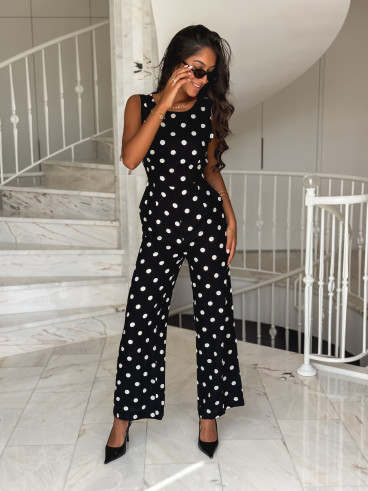 Combinaison pantalon à pois Amicia - Noir