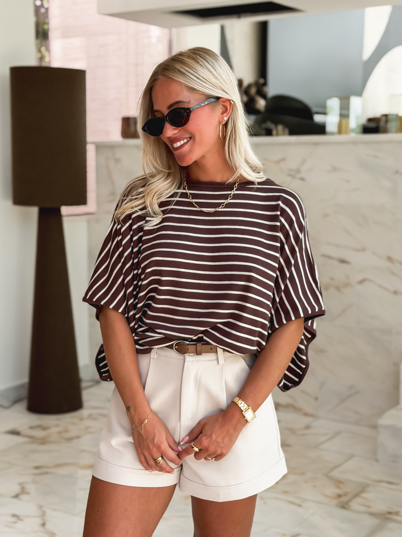 Pull ligné Audrey - Chocolat/Beige