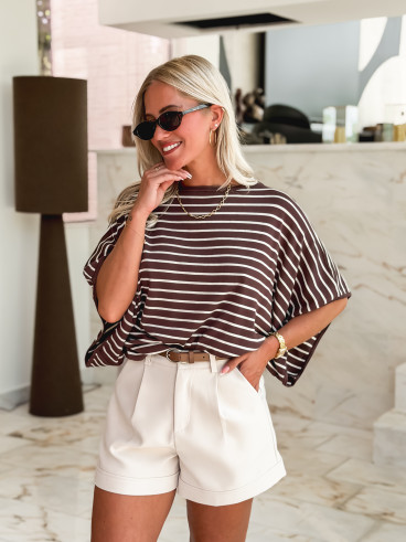 Pull ligné Audrey - Chocolat/Beige