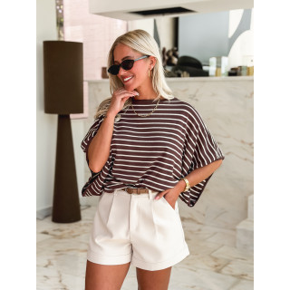 Pull ligné Audrey - Chocolat/Beige