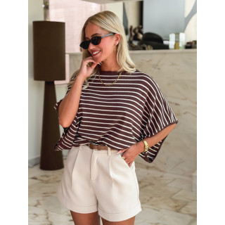 Pull ligné Audrey - Chocolat/Beige