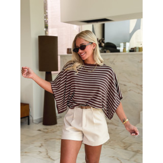 Pull ligné Audrey - Chocolat/Beige