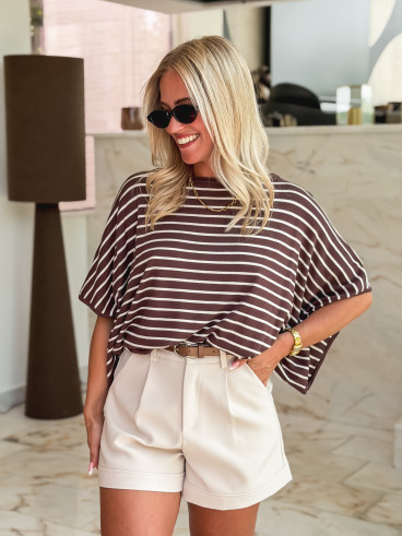 Pull ligné Audrey - Chocolat/Beige
