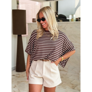 Pull ligné Audrey - Chocolat/Beige