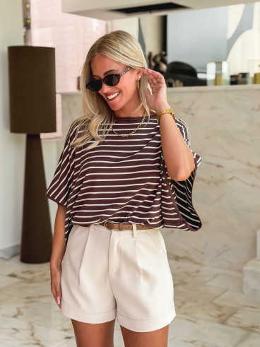 Pull ligné Audrey - Chocolat/Beige