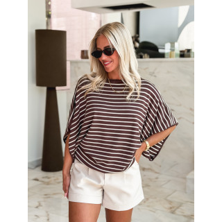 Pull ligné Audrey - Chocolat/Beige