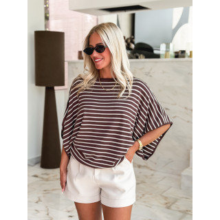 Pull ligné Audrey - Chocolat/Beige