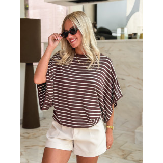 Pull ligné Audrey - Chocolat/Beige