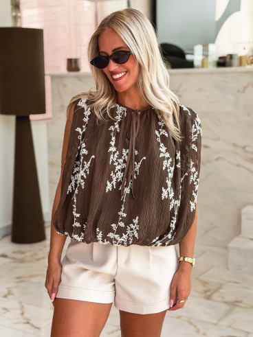Blouse à motifs Estella - Chocolat