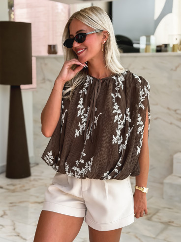 Blouse à motifs Estella - Chocolat