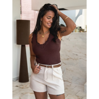 Pull sans manches Sélène - Chocolat