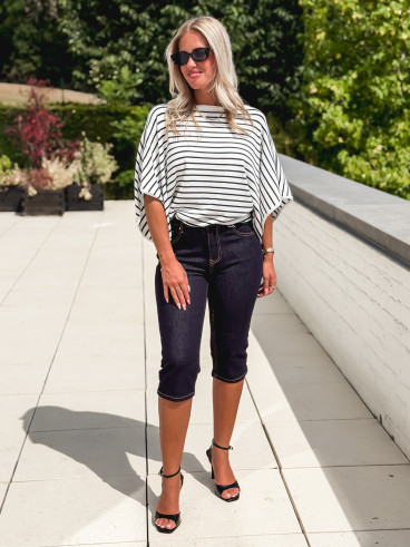 Pull ligné Audrey - Blanc/Bleu marine