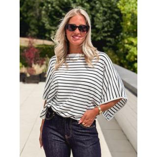 Pull ligné Audrey - Blanc/Bleu marine