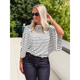 Pull ligné Audrey - Blanc/Bleu marine