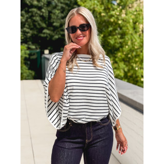 Pull ligné Audrey - Blanc/Bleu marine