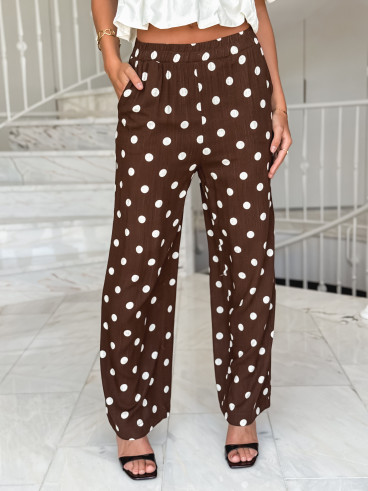 Pantalon à pois Amicia - Chocolat Pantalon à pois Amicia - Chocolat
