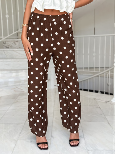 Pantalon à pois Amicia - Chocolat Pantalon à pois Amicia - Chocolat