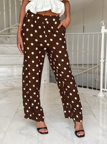 Pantalon à pois Amicia - Chocolat Pantalon à pois Amicia - Chocolat