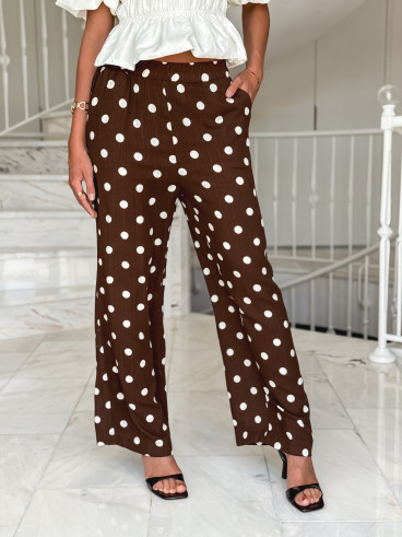 Pantalon à pois Amicia - Chocolat Pantalon à pois Amicia - Chocolat