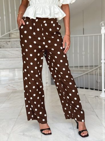 Pantalon à pois Amicia - Chocolat Pantalon à pois Amicia - Chocolat