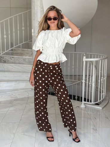 Pantalon à pois Amicia - Chocolat
