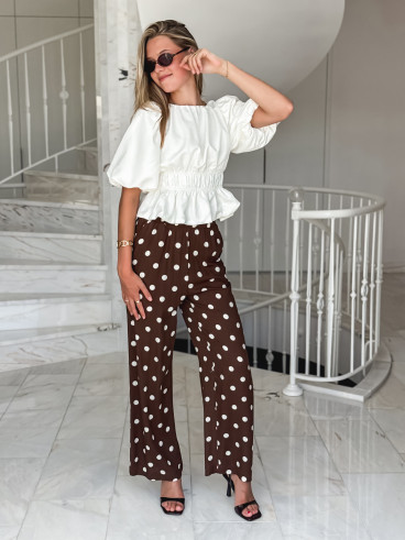 Pantalon à pois Amicia - Chocolat Pantalon à pois Amicia - Chocolat