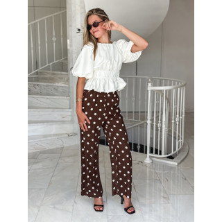 Pantalon à pois Amicia - Chocolat
