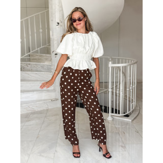Pantalon à pois Amicia - Chocolat