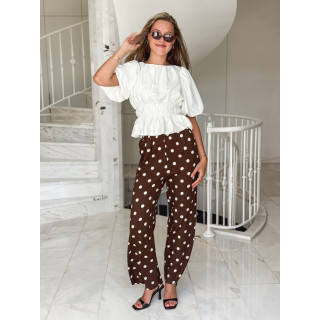 Pantalon à pois Amicia - Chocolat