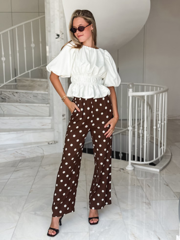 Pantalon à pois Amicia - Chocolat Pantalon à pois Amicia - Chocolat