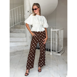 Pantalon à pois Amicia - Chocolat