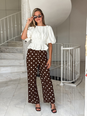 Pantalon à pois Amicia - Chocolat Pantalon à pois Amicia - Chocolat