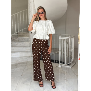 Pantalon à pois Amicia - Chocolat