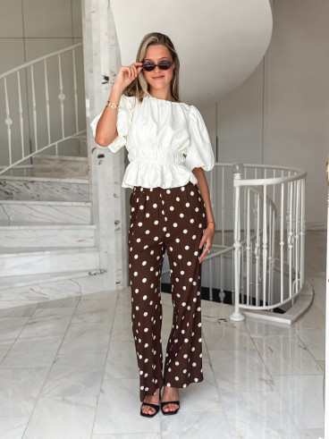 Pantalon à pois Amicia - Chocolat Pantalon à pois Amicia - Chocolat