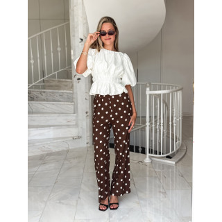 Pantalon à pois Amicia - Chocolat