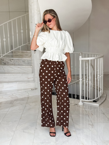 Pantalon à pois Amicia - Chocolat Pantalon à pois Amicia - Chocolat