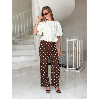 Pantalon à pois Amicia - Chocolat