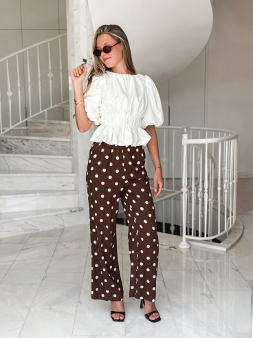 Pantalon à pois Amicia - Chocolat Pantalon à pois Amicia - Chocolat