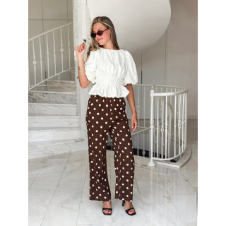 Pantalon à pois Amicia - Chocolat