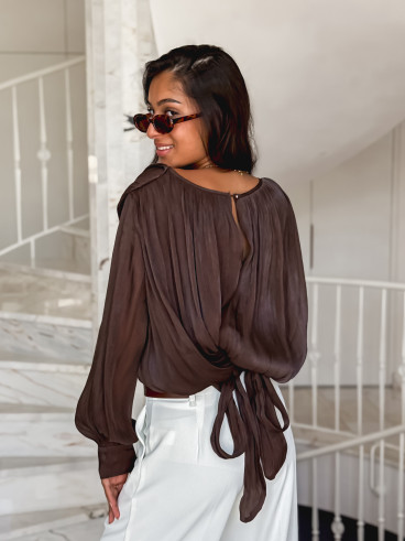 Blouse à manches longues Pérou - Chocolat Blouse à manches longues Pérou - Chocolat