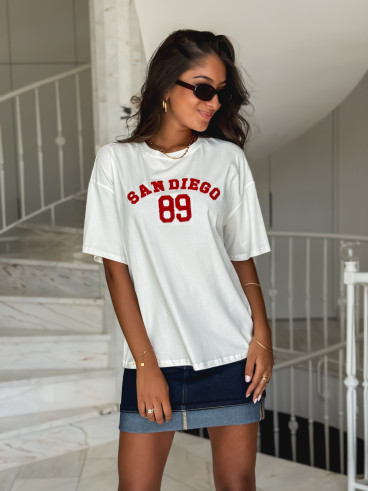 T-shirt "San Diego" - Blanc/Rouge