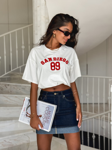T-shirt "San Diego" - Blanc/Rouge